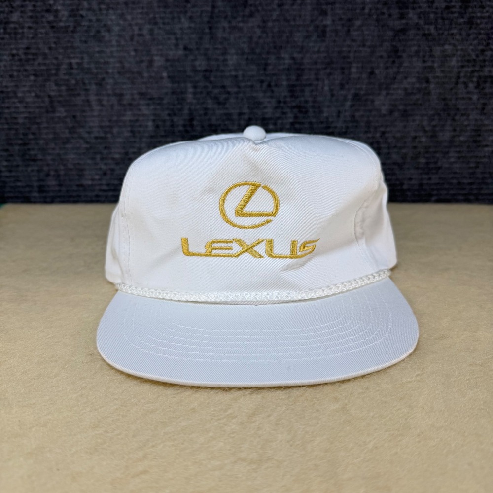 Vintage Lexus Hat White Gold Embroidered Logo Rope Cap YoungAn Adjustable Strap